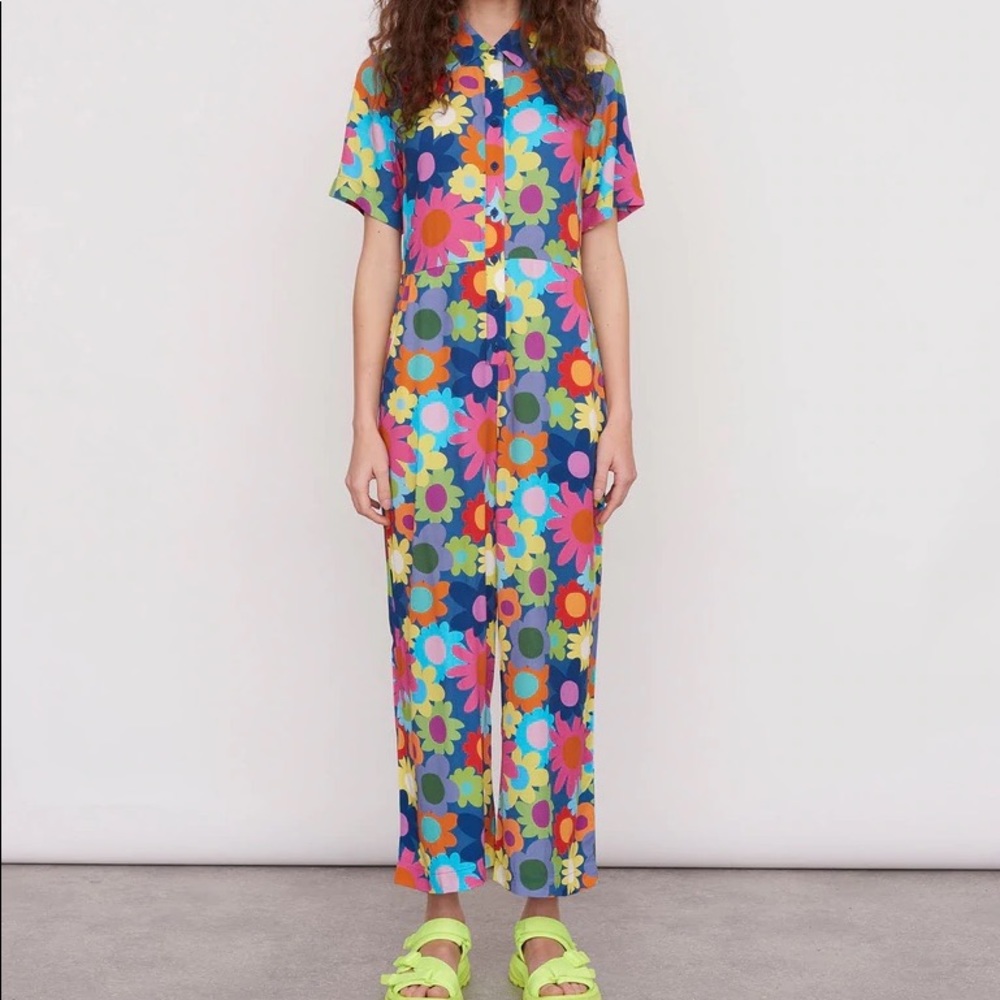 lazy oaf best bud floral jumpsuit